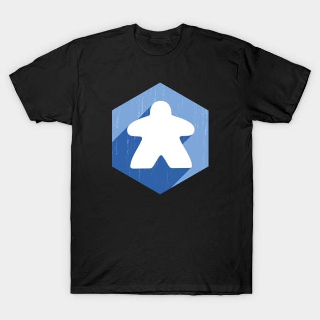 Hexagon Meeple Blue T-Shirt by east coast meeple